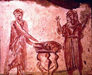 Figure 4: A Eucharistic Fresco – Catacomb of Callixtus (3rd Century AD)